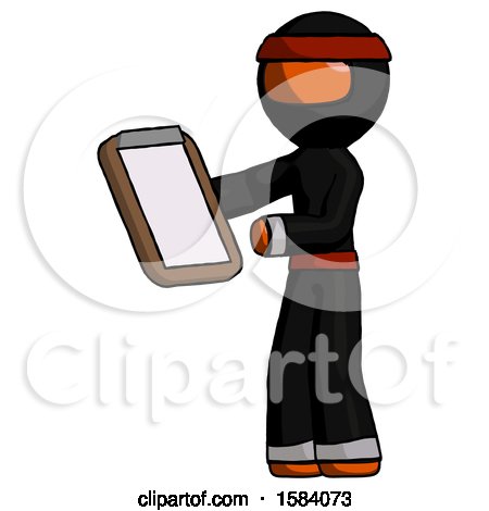 Orange Ninja Warrior Man Reviewing Stuff on Clipboard by Leo Blanchette