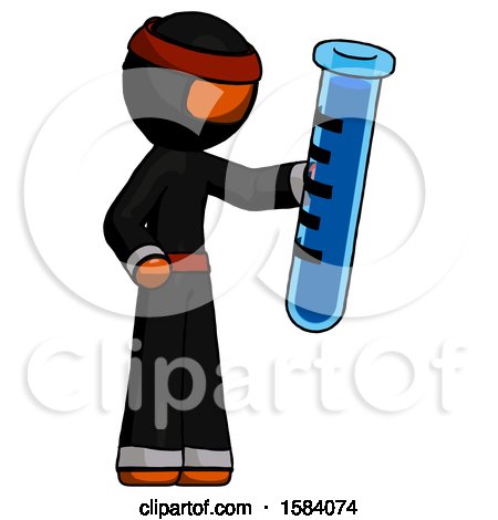 Orange Ninja Warrior Man Holding Large Test Tube by Leo Blanchette