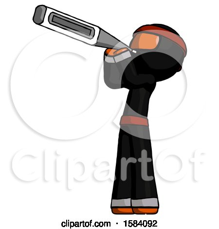 Orange Ninja Warrior Man Thermometer in Mouth by Leo Blanchette