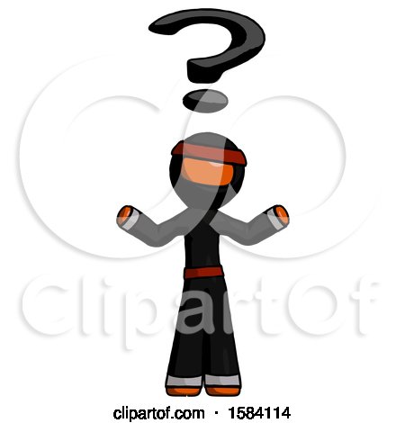 Orange Ninja Warrior Man with Question Mark Above Head, Confused by Leo Blanchette