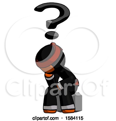 Orange Ninja Warrior Man Thinker Question Mark Concept by Leo Blanchette