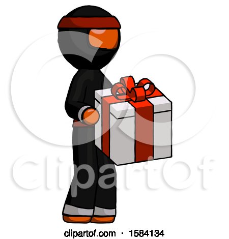Orange Ninja Warrior Man Giving a Present by Leo Blanchette