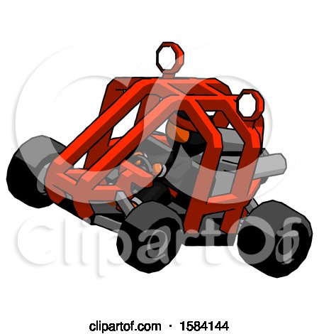 Orange Ninja Warrior Man Riding Sports Buggy Side Top Angle View by Leo Blanchette