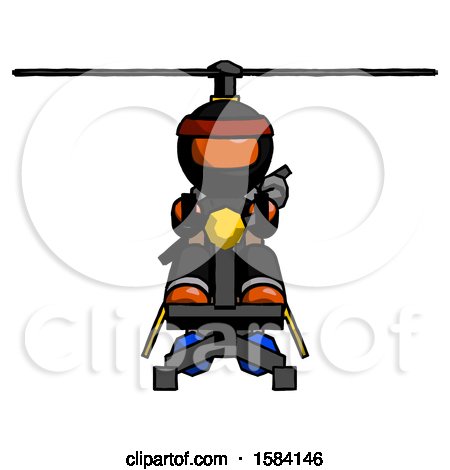Orange Ninja Warrior Man Flying in Gyrocopter Front View by Leo Blanchette