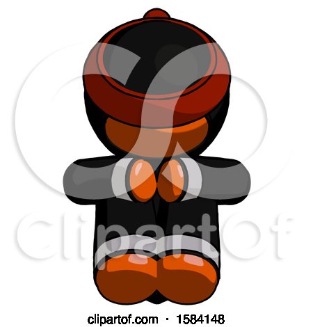 Orange Ninja Warrior Man Sitting with Head down Facing Forward by Leo Blanchette