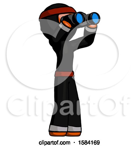 Orange Ninja Warrior Man Looking Through Binoculars to the Right by Leo Blanchette
