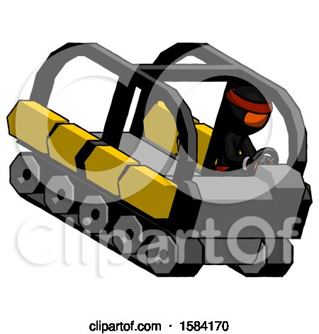 Orange Ninja Warrior Man Driving Amphibious Tracked Vehicle Top Angle View by Leo Blanchette