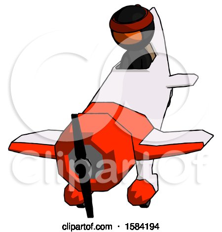 Orange Ninja Warrior Man in Geebee Stunt Plane Descending Front Angle View by Leo Blanchette