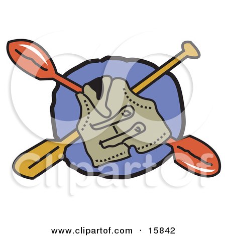 Life Jacket And Kayak Paddles Clipart Illustration by Andy Nortnik