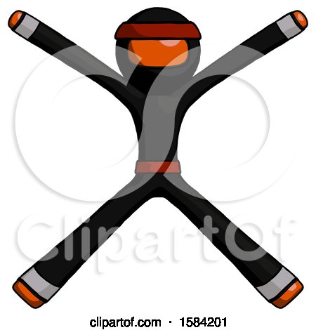 Orange Ninja Warrior Man with Arms and Legs Stretched out by Leo Blanchette
