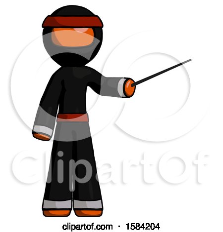 Orange Ninja Warrior Man Teacher or Conductor with Stick or Baton Directing by Leo Blanchette