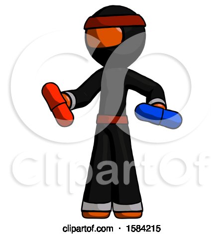 Orange Ninja Warrior Man Red Pill or Blue Pill Concept by Leo Blanchette