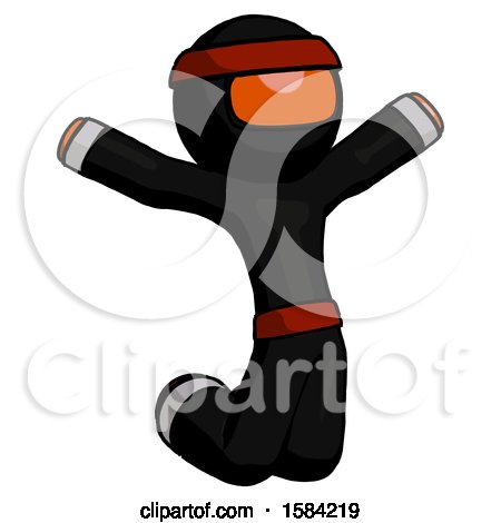 Orange Ninja Warrior Man Jumping or Kneeling with Gladness by Leo Blanchette