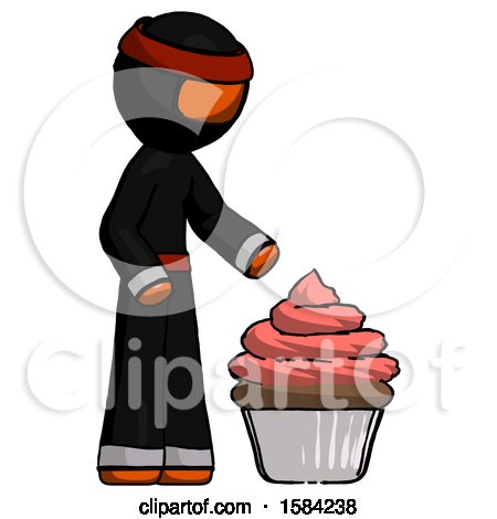 Orange Ninja Warrior Man with Giant Cupcake Dessert by Leo Blanchette