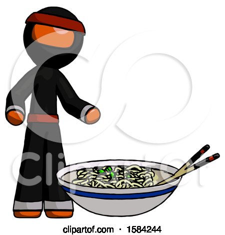 Orange Ninja Warrior Man and Noodle Bowl, Giant Soup Restaraunt Concept by Leo Blanchette