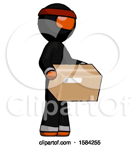 Orange Ninja Warrior Man Holding Package to Send or Recieve in Mail by Leo Blanchette