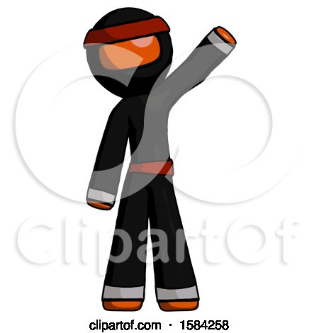 Orange Ninja Warrior Man Waving Emphatically with Left Arm by Leo Blanchette