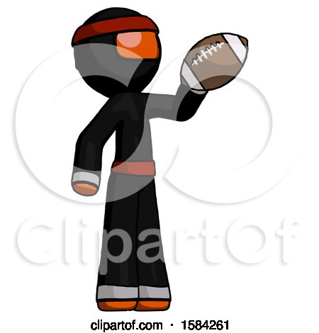 Orange Ninja Warrior Man Holding Football up by Leo Blanchette