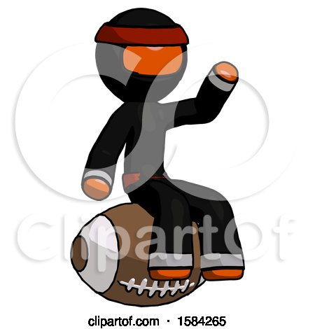 Orange Ninja Warrior Man Sitting on Giant Football by Leo Blanchette