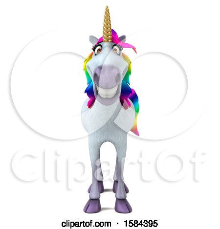 Clipart of a 3d Unicorn, on a White Background - Royalty Free Illustration by Julos