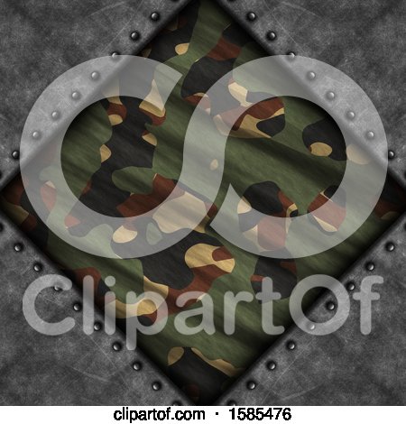Clipart of a Diamond Camouflage Frame on Metal - Royalty Free Illustration by KJ Pargeter