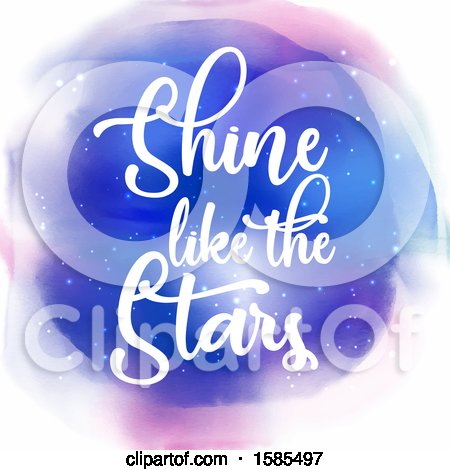 Clipart of a Watercolor Circle with Shine like the Stars Text - Royalty Free Vector Illustration by KJ Pargeter