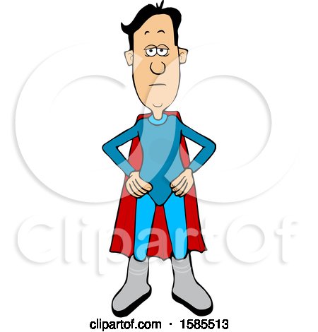 Clipart of a Cartoon White Male Super Hero Standing with His Hands on His Hips - Royalty Free Vector Illustration by djart