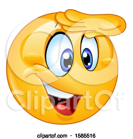 Clipart of a Yellow Emoji Viewing with a Hand over His Eyes - Royalty Free Vector Illustration by yayayoyo