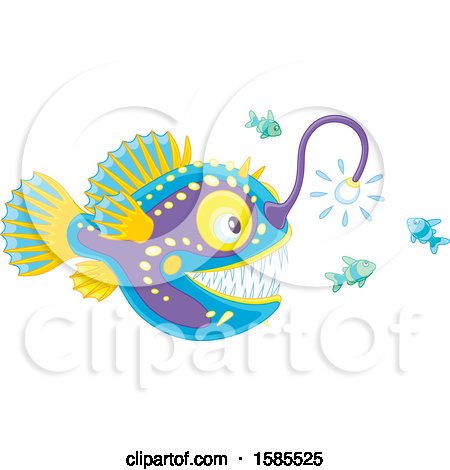 Clipart of a Colorful Anglerfish - Royalty Free Vector Illustration by Alex Bannykh