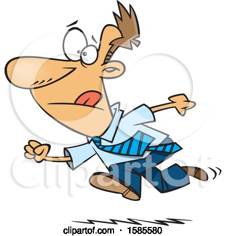 Clipart of a Cartoon Determined White Business Man Running - Royalty Free Vector Illustration by toonaday