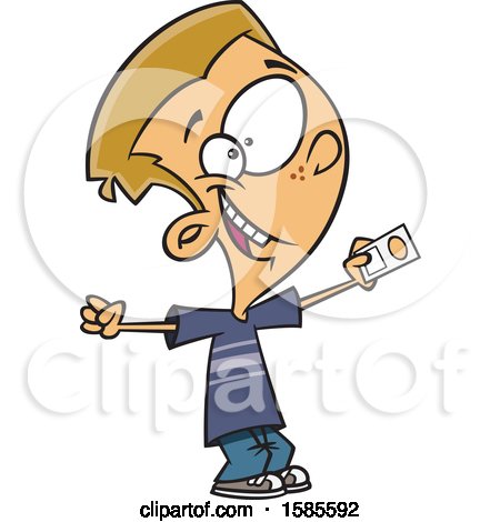 Clipart of a Cartoon White Boy Holding a License - Royalty Free Vector Illustration by toonaday