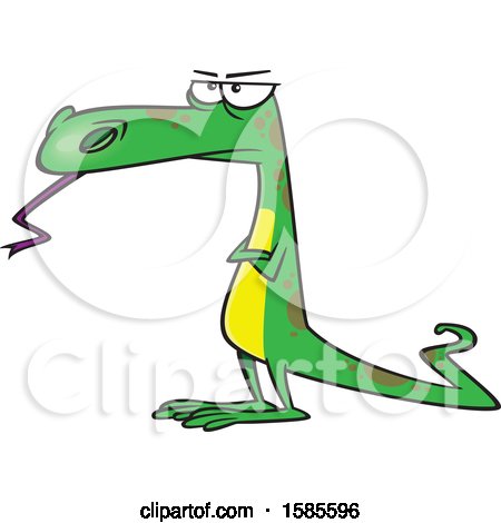 Clipart of a Cartoon Skeptical Dinosaur or Lizard - Royalty Free Vector Illustration by toonaday
