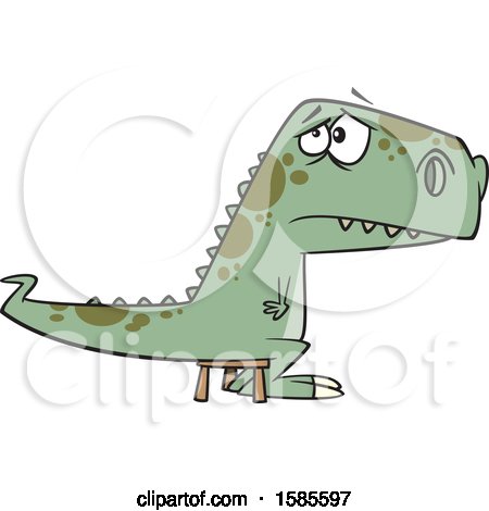 Clipart of a Cartoon Bad Dinosaur Sitting on a Time out Stool - Royalty Free Vector Illustration by toonaday