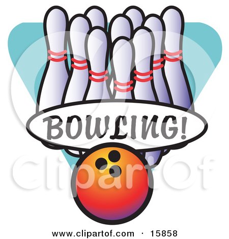 Bowling Ball By A Lineup Of Pins Clipart Illustration by Andy Nortnik