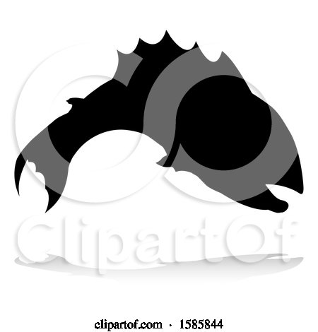 Clipart of a Silhouetted Fish, with a Reflection or Shadow, on a White Background - Royalty Free Vector Illustration by AtStockIllustration