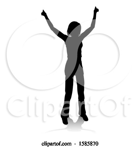 Clipart of a Silhouetted Teenager, with a Reflection or Shadow, on a White Background - Royalty Free Vector Illustration by AtStockIllustration