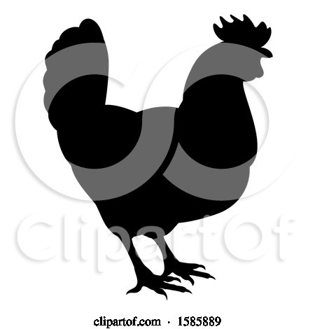 Clipart of a Silhouetted Chicken - Royalty Free Vector Illustration by AtStockIllustration