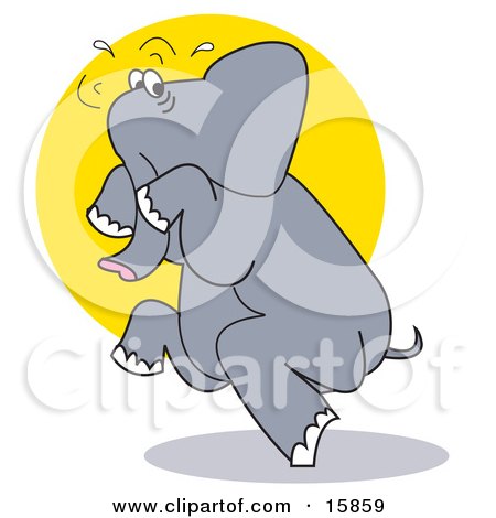 Scared Elephant Tip Toeing Clipart Illustration by Andy Nortnik