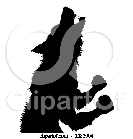 Clipart of a Silhouetted Werewolf Beast Howling and Transforming - Royalty Free Vector Illustration by AtStockIllustration