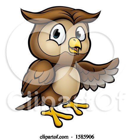 Clipart of a Cartoon Owl Mascot Presenting - Royalty Free Vector Illustration by AtStockIllustration