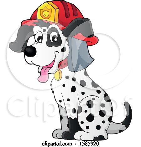 Clipart of a Cartoon Fire Fighter Dalmatian Dog - Royalty Free Vector Illustration by visekart