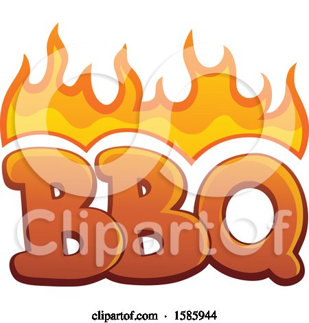 Clipart of a Flaming Bbq Design - Royalty Free Vector Illustration by visekart