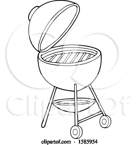 Clipart of a Lineart Bbq Grill - Royalty Free Vector Illustration by visekart