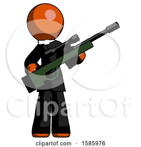 Orange Clergy Man Holding Sniper Rifle Gun by Leo Blanchette