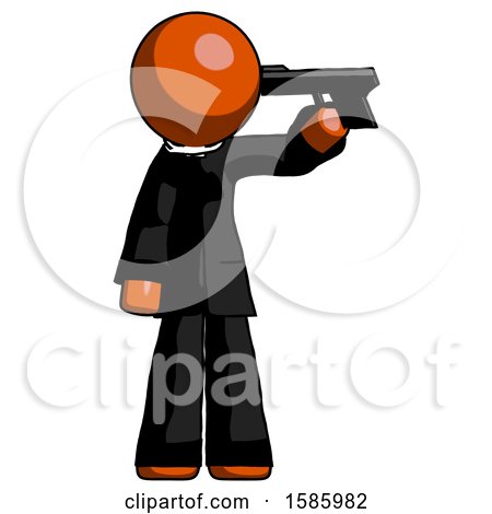 Orange Clergy Man Suicide Gun Pose by Leo Blanchette