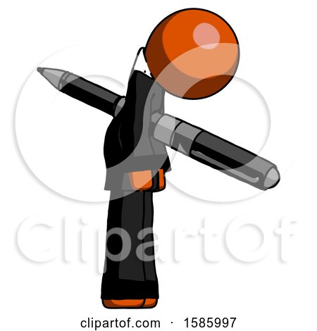 Orange Clergy Man Impaled Through Chest with Giant Pen by Leo Blanchette