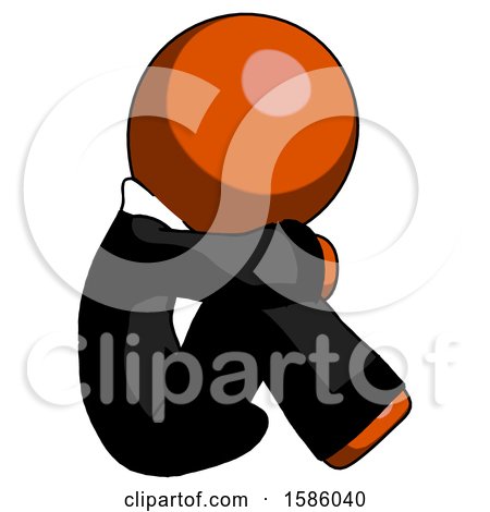 Orange Clergy Man Sitting with Head down Facing Sideways Right by Leo Blanchette