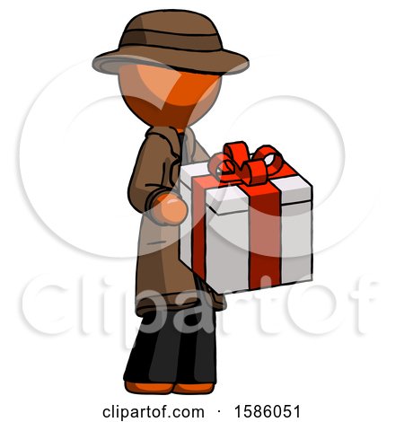 Orange Detective Man Giving a Present by Leo Blanchette