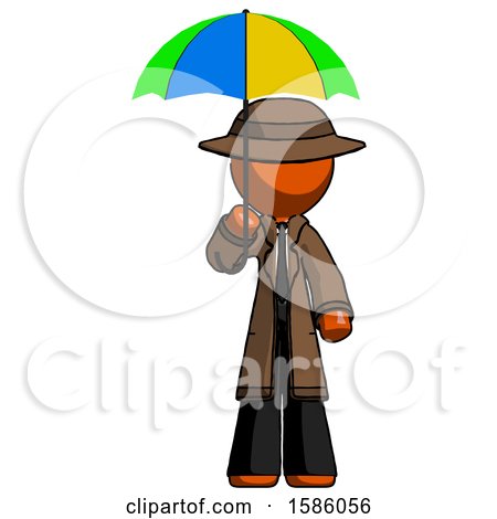 Orange Detective Man Holding Umbrella Rainbow Colored by Leo Blanchette