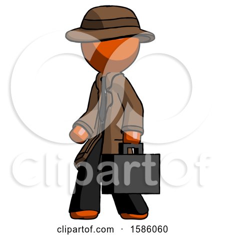 Orange Detective Man Walking with Briefcase to the Left by Leo Blanchette